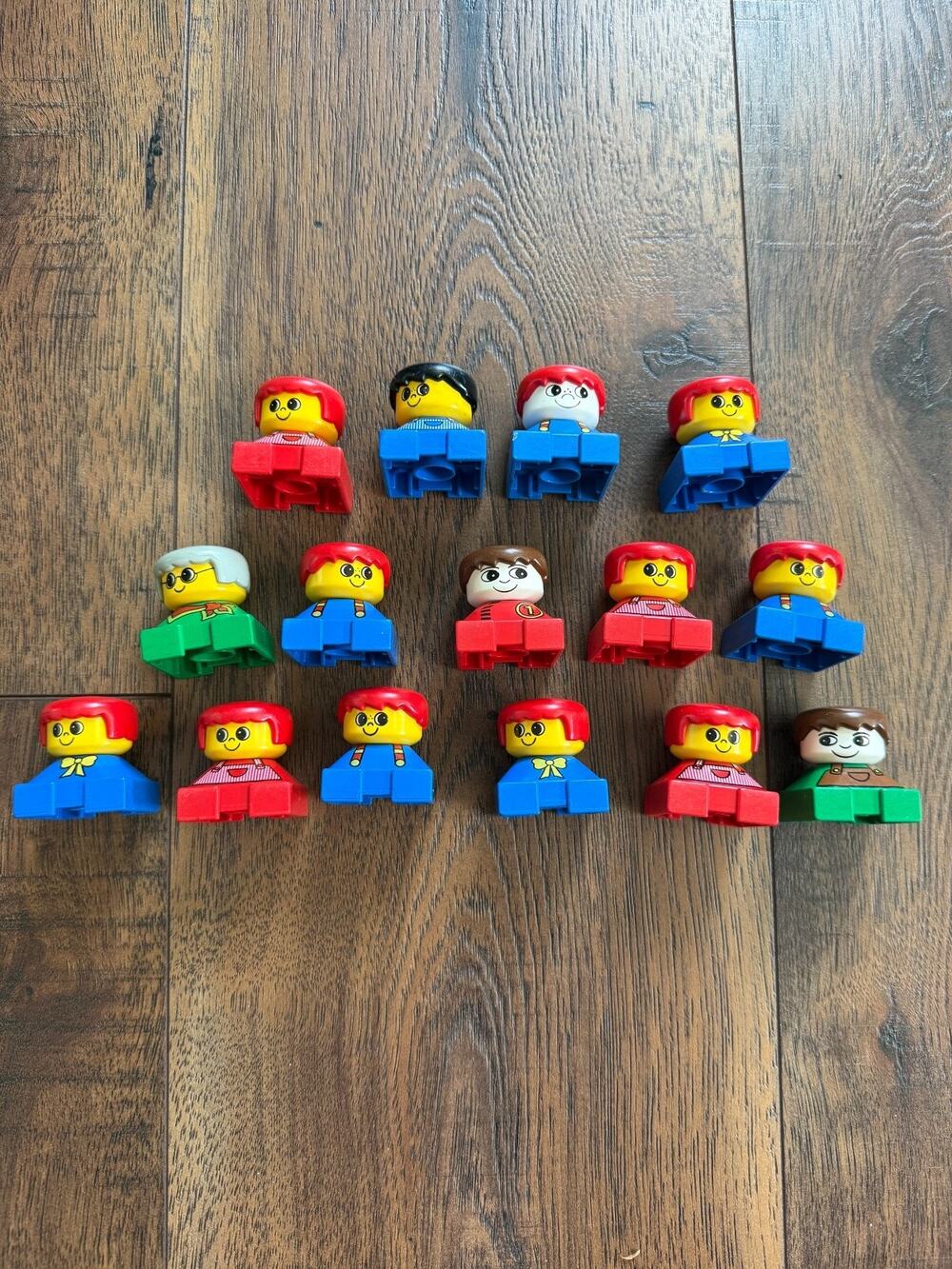 Vintage LEGO DUPLO People Figures Square Base Building Toys Lot of 15